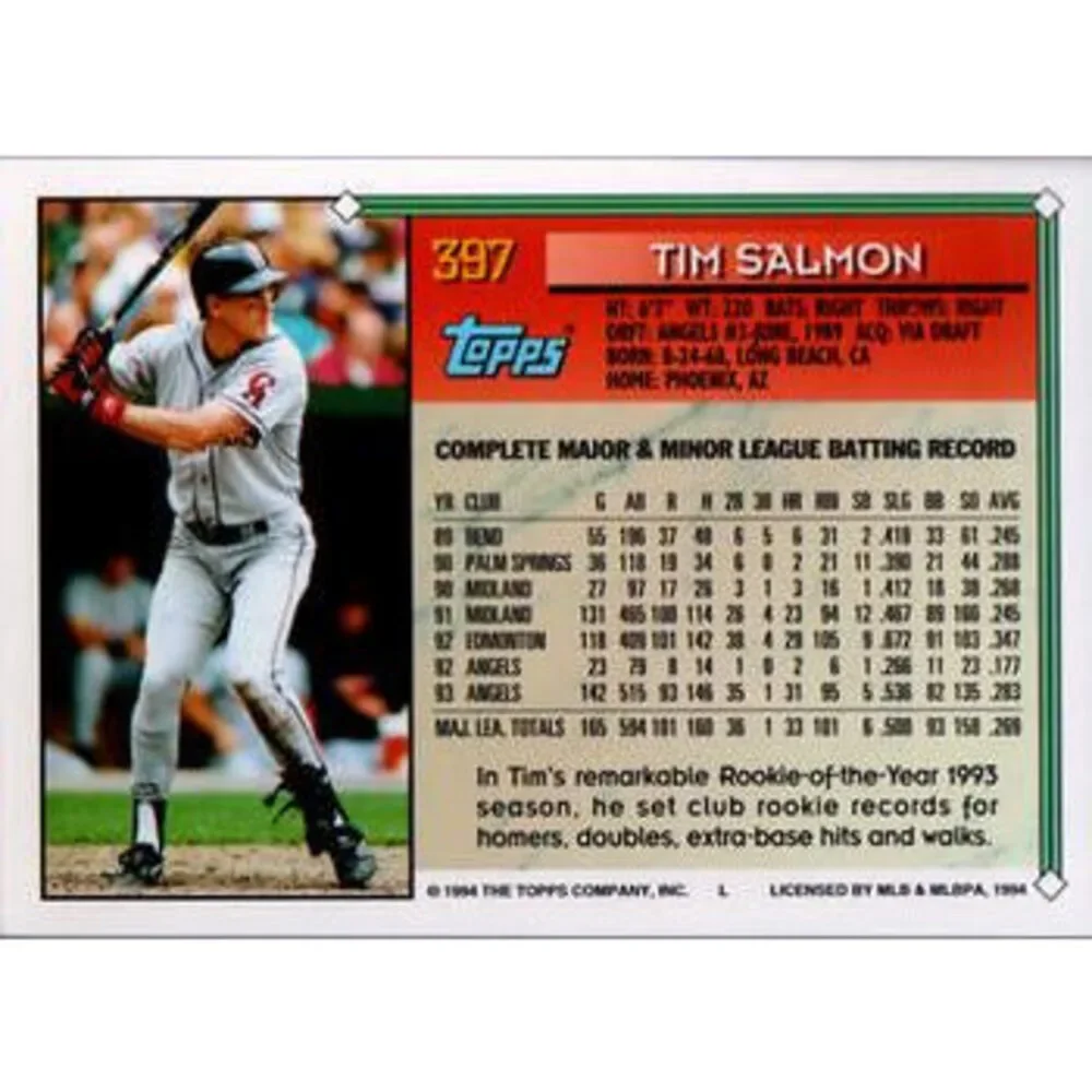 1994 Topps Tim Salmon ASR # 397 California Angels